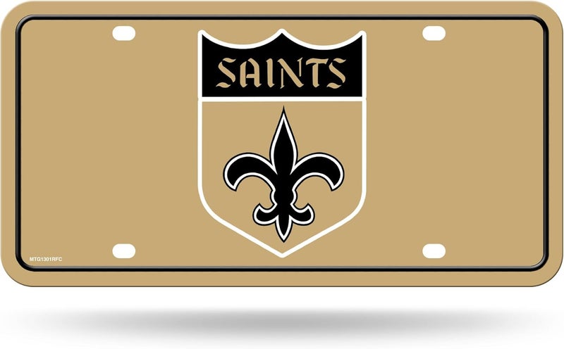 NFL Football New Orleans Saints Retro Logo Metal Auto Tag 6" x 12" - Great for Truck/Car/SUV
